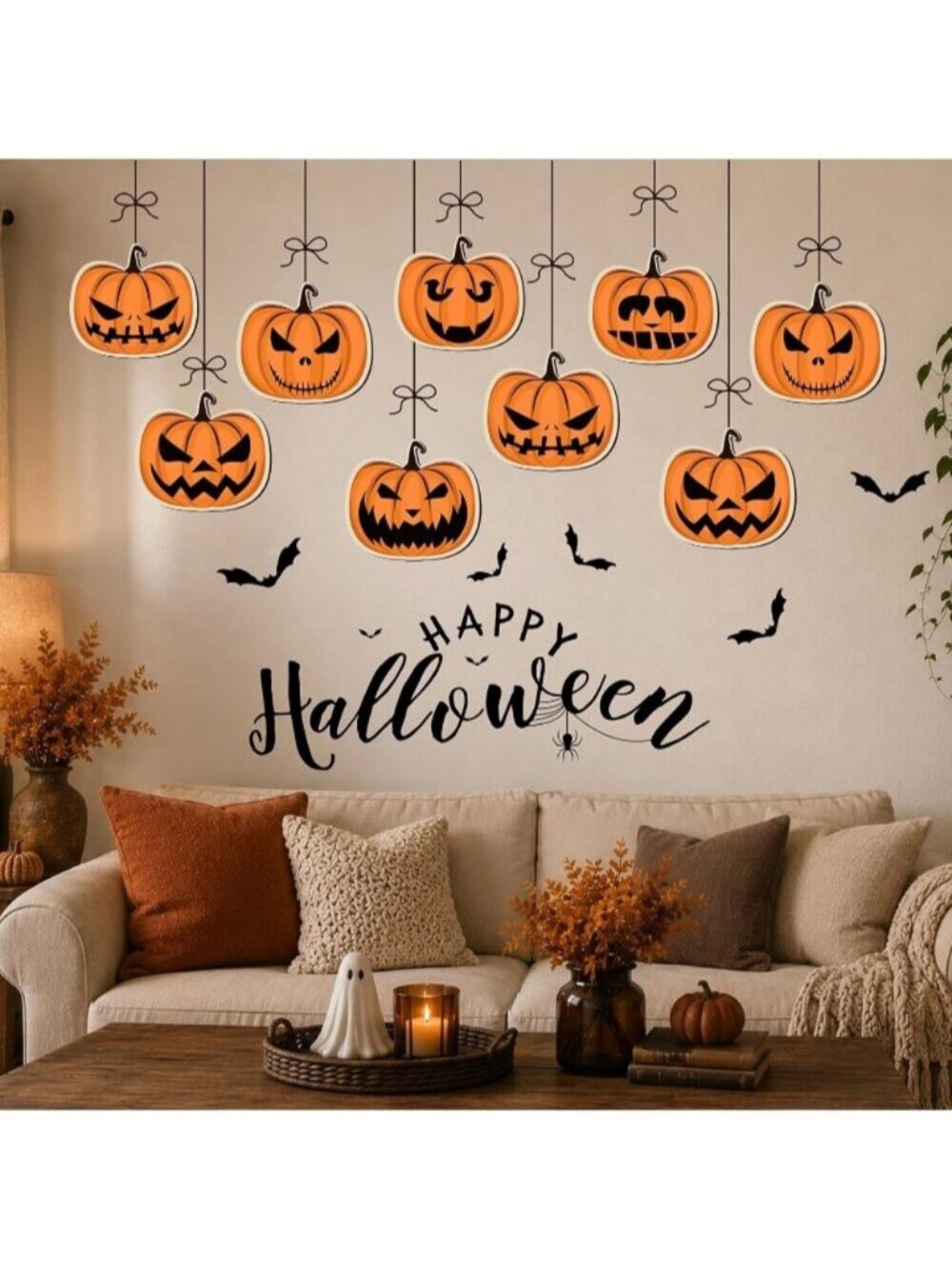 Halloween Wall Decals Pumpkin Stickers for Party Decor Spooky Jack O Lantern